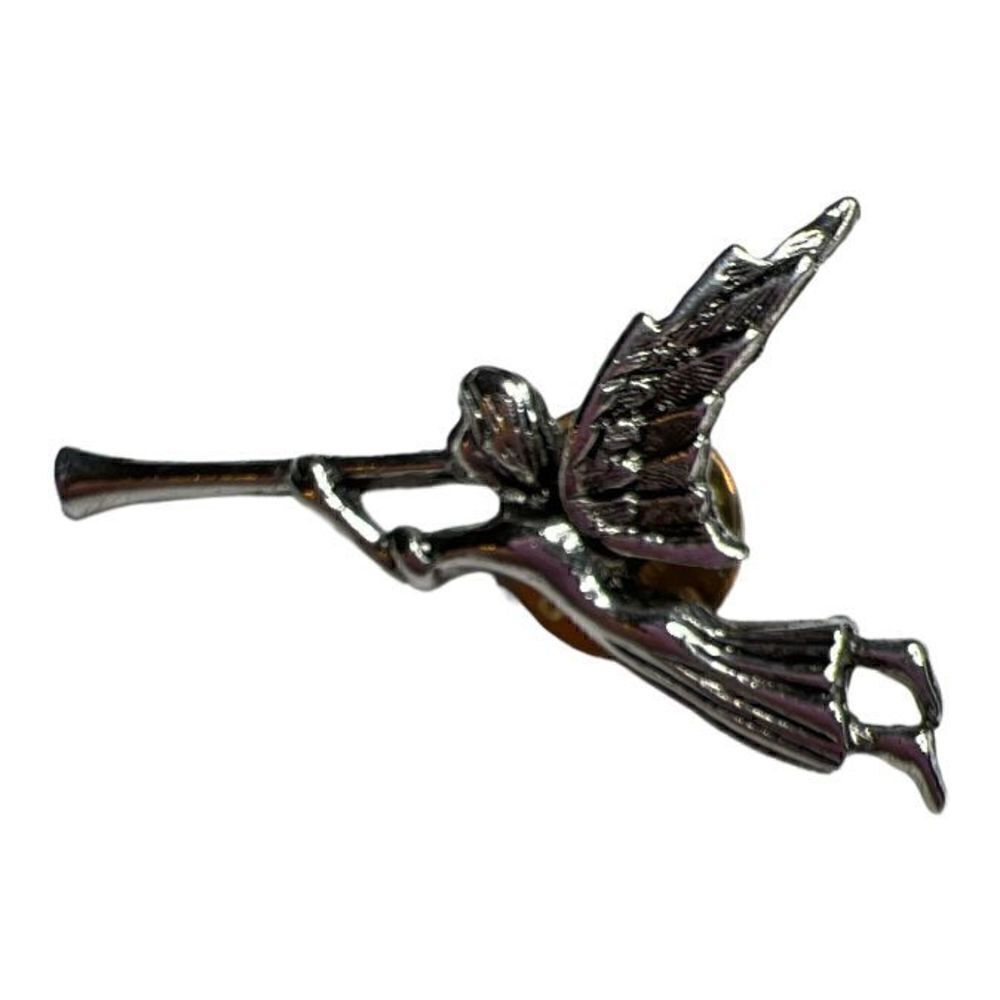 Christmas Angel silver tone lapel pin